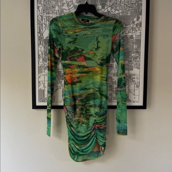 AFRM Mira Mini Dress in Acid Green Marble - Picture 4 of 4